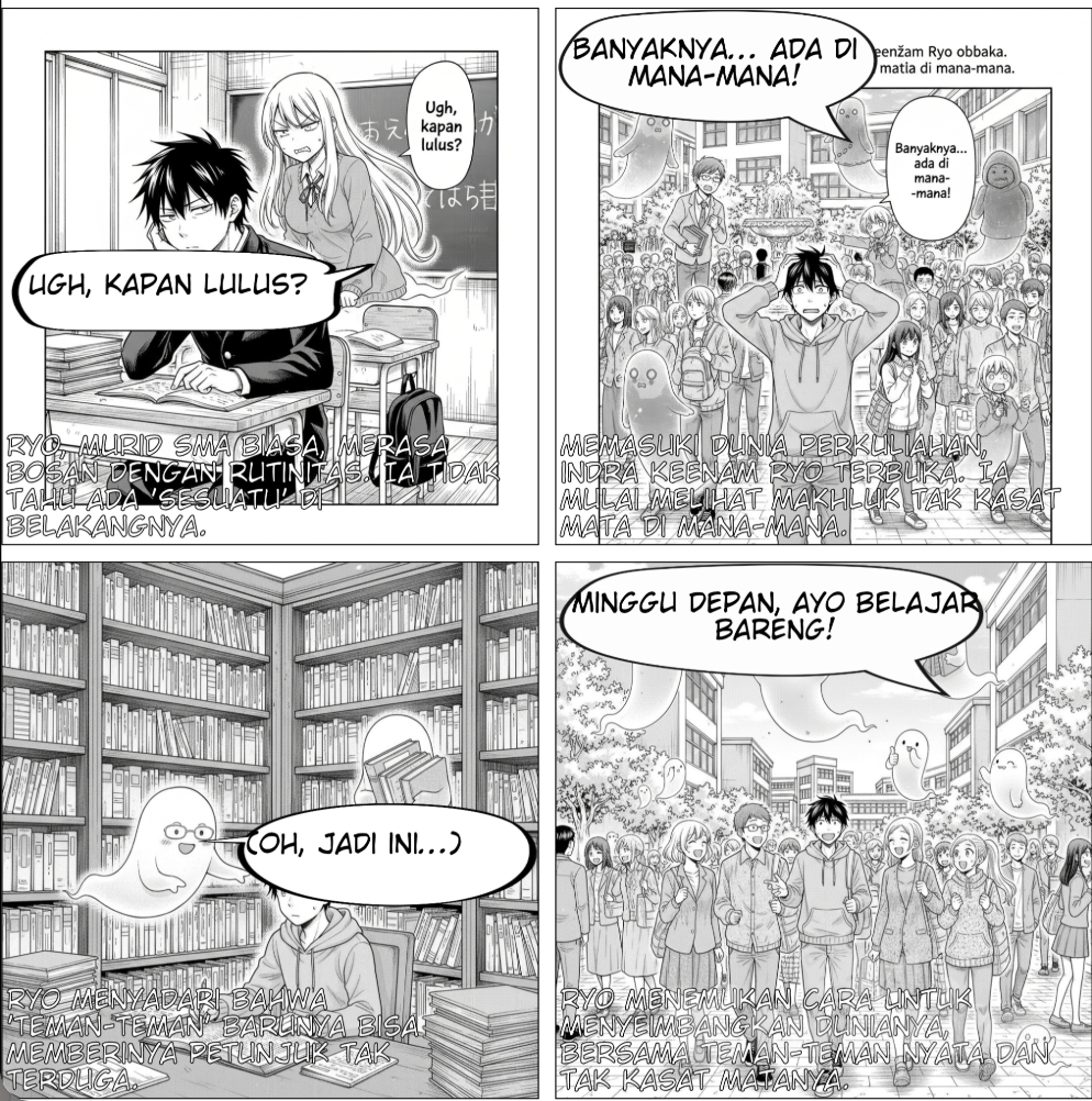 Ilustração de geração de imagens de quadrinhos com IA